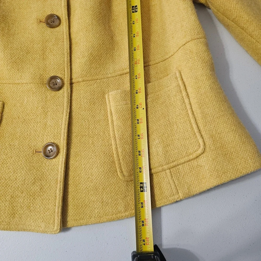 Talbots Wool Blend Jacket 14WP Yellow Band Collar Academia Preppy Classic Office